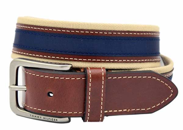 mens leather belts blue Tommy Hilfiger